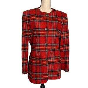 Breeches Stewart Plaid Blazer Womens Size 12 Tunic Length Wool Fully Lined VTG